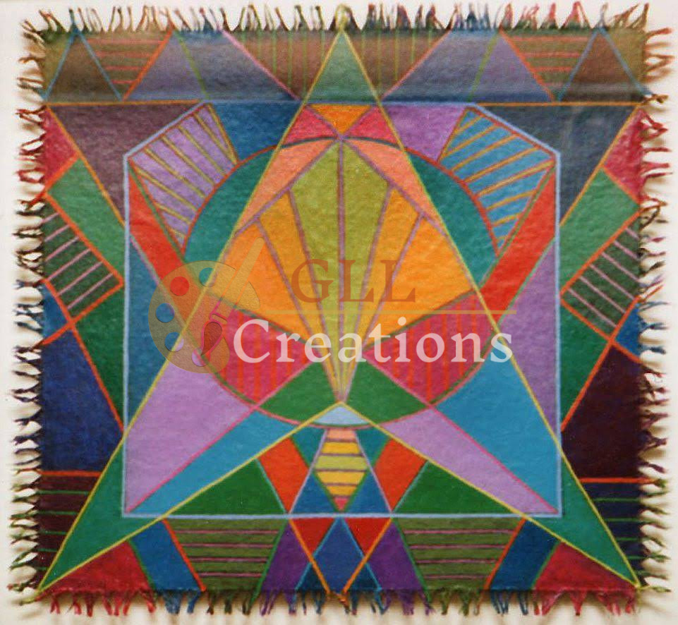 Vibrant Geometric Tapestry with Radiating Design