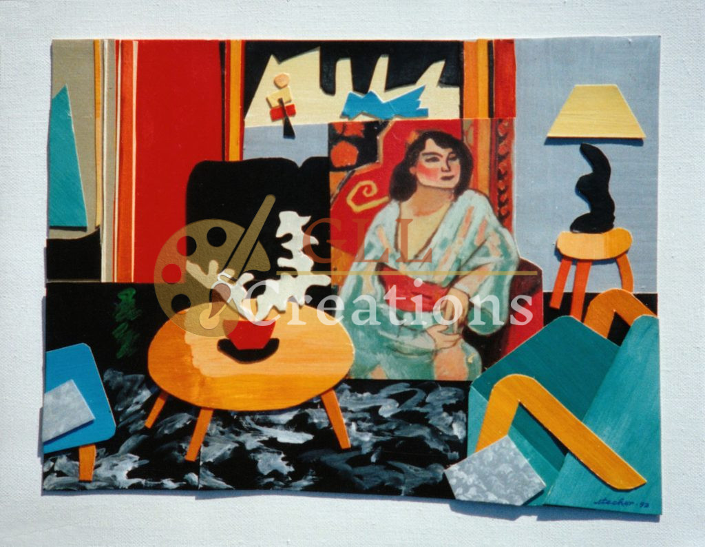 Woman in Kimono in Interior Collage