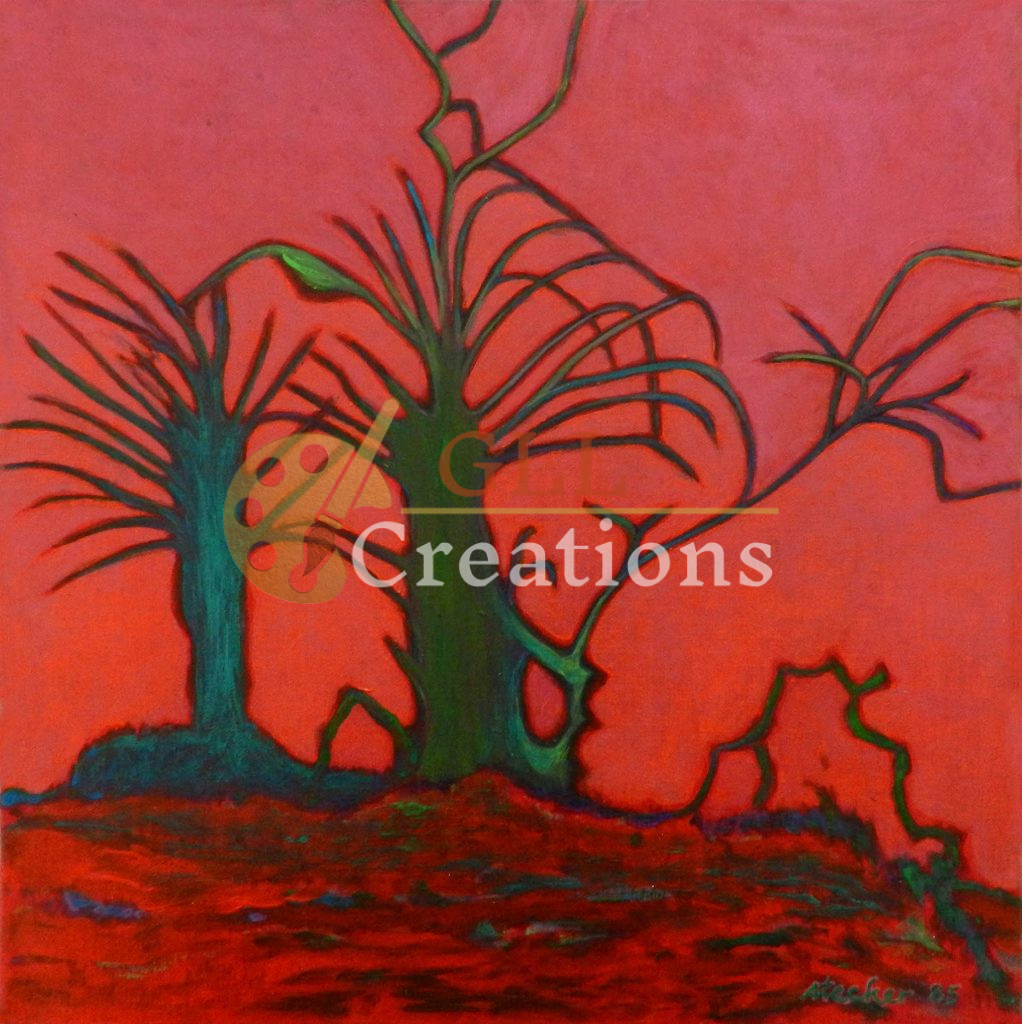 Emerald Trees Against a Fiery Sky
