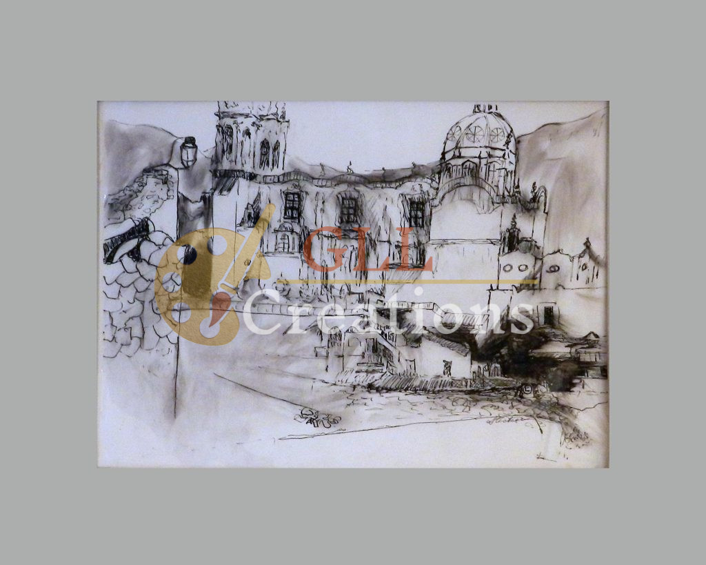Expressive European Cityscape Sketch