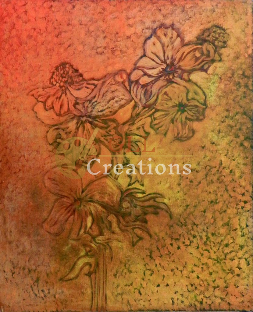 Untitled Orange Gold Flowers 8537337902 O