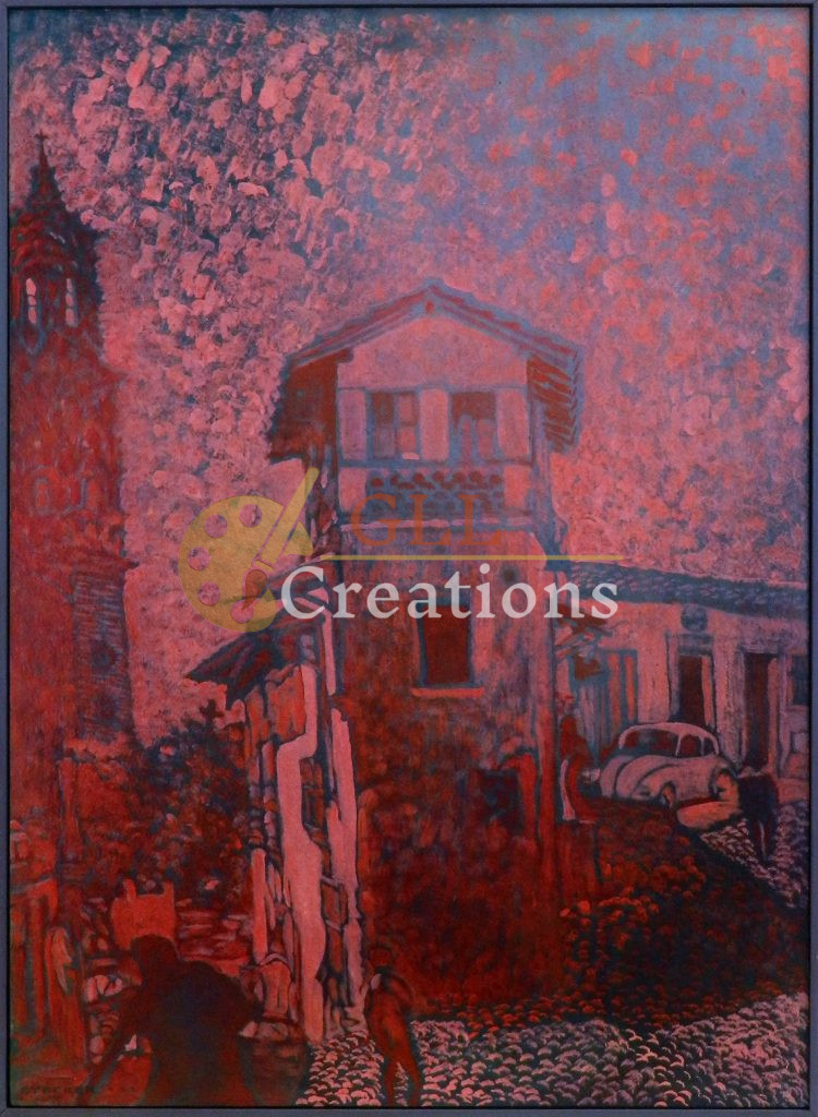 Crimson Twilight Cityscape