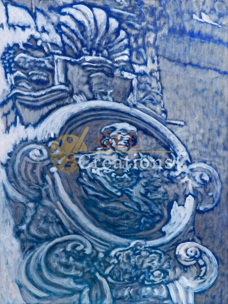 Baroque Blue Cartouche with Figure