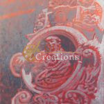Baroque Bust in Coral and Grey